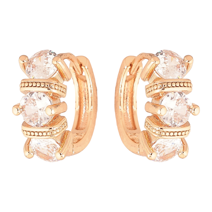 Сережки Xuping M&L колір 18K колечка "Візерунок з кристалами" фото №7