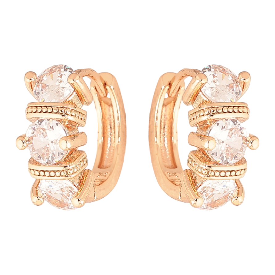 Сережки Xuping M&L колір 18K колечка "Візерунок з кристалами" фото №1