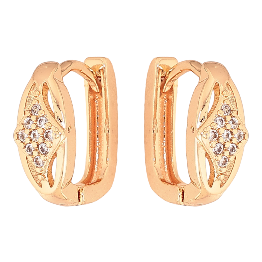 Сережки Xuping M&L колір 18K колечка "Візерунок з кристалами" фото №1