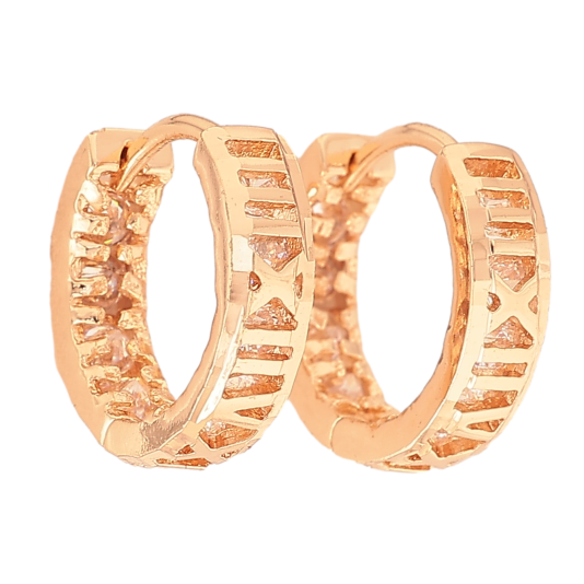 Серьги Xuping M&L цвет 18K колечки "Узор римские цифры с кристаллами" фото №1