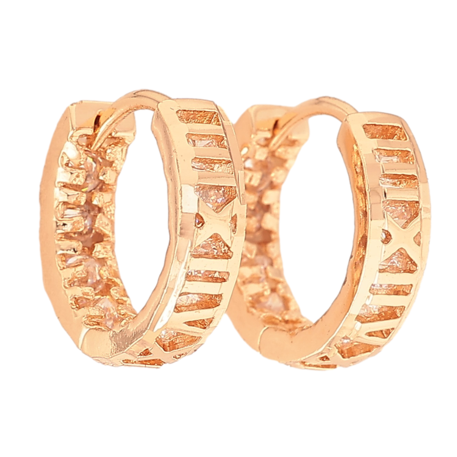 Серьги Xuping M&L цвет 18K колечки "Узор римские цифры с кристаллами" фото №1 Серьги Xuping M&L цвет 18K колечки "Узор римские цифры с кристаллами" фото №1