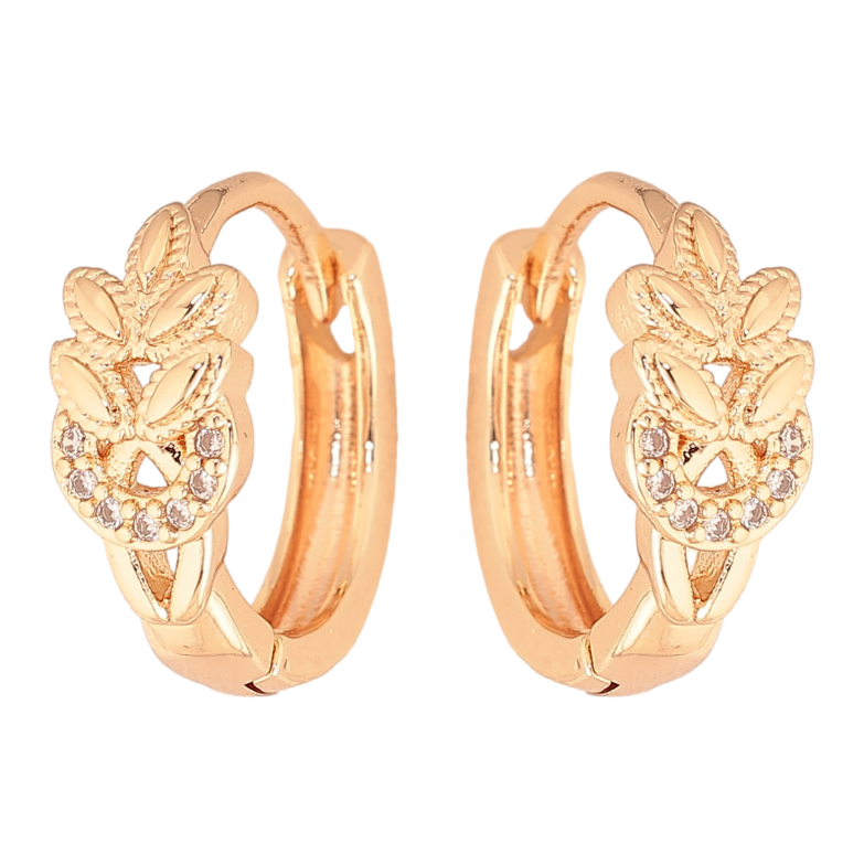 Сережки Xuping M&L колір 18K колечка "Візерунок з кристалами" вигнуті застібки фото №1