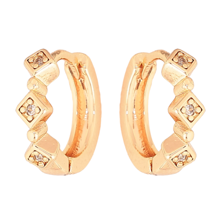 Сережки Xuping M&L колір 18K колечка "Візерунок з кристалами" фото №11