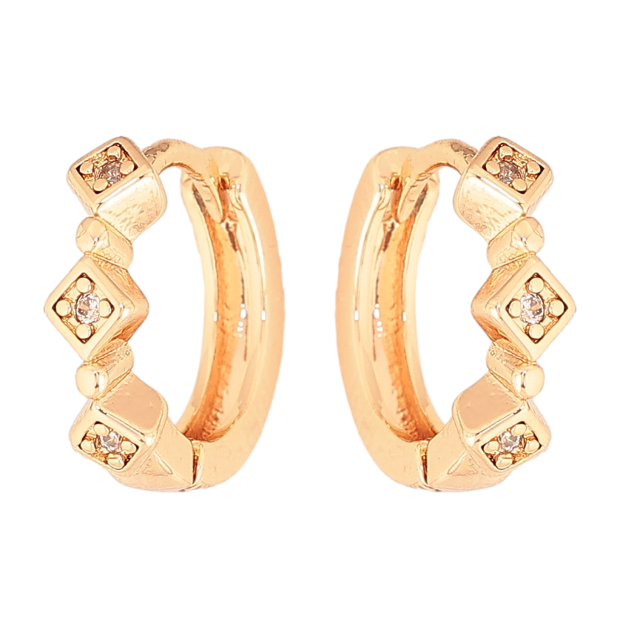 Сережки Xuping M&L колір 18K колечка "Візерунок з кристалами" фото №1