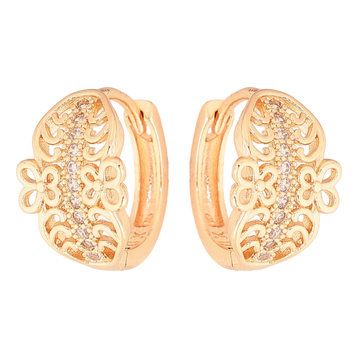Сережки Xuping M&L колір 18K колечка "Ажурний візерунок з кристалами" фото №21 Сережки Xuping M&L колір 18K колечка "Ажурний візерунок з кристалами" фото №21