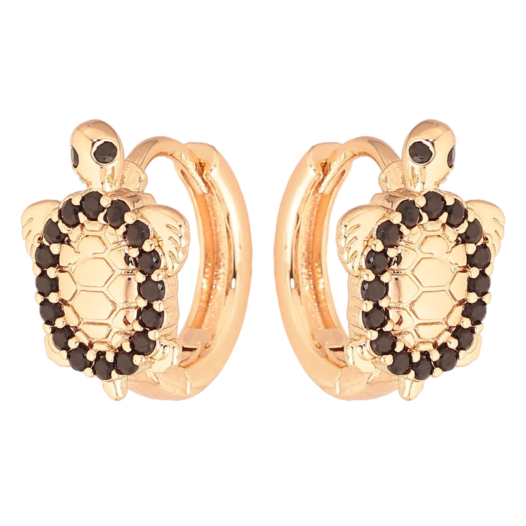 Сережки Xuping M&L колір 18K колечка "Черепаха з чорними кристалами" фото №20 Сережки Xuping M&L колір 18K колечка "Черепаха з чорними кристалами" фото №20