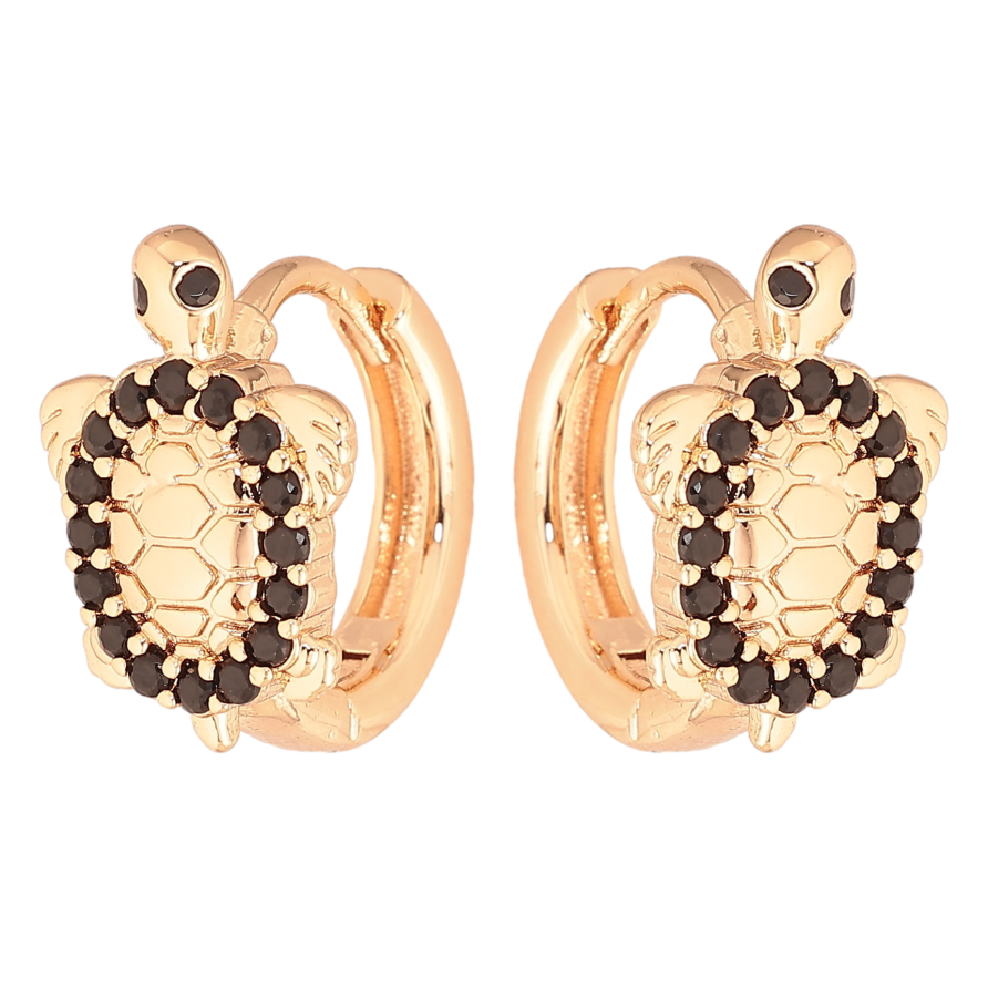Сережки Xuping M&L колір 18K колечка "Черепаха з чорними кристалами" фото №1