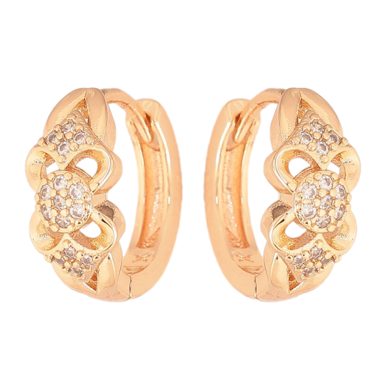 Сережки Xuping M&L колір 18K колечка "Візерунок квіточки з кристалами" фото №1