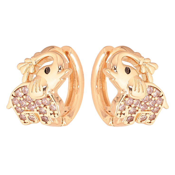 Сережки Xuping M&L колір 18K колечка "Слоненята з рожевими кристалами" фото №10 Сережки Xuping M&L колір 18K колечка "Слоненята з рожевими кристалами" фото №10