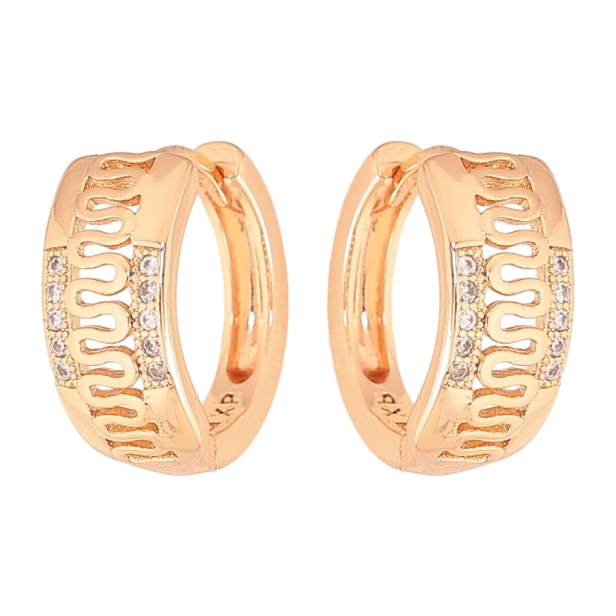 Сережки Xuping M&L колір 18K колечка "Візерунок з кристалами" фото №1