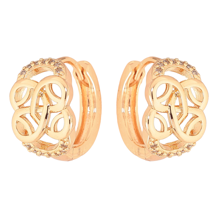 Сережки Xuping M&L колір 18K колечка "Візерунок з кристалами" фото №16