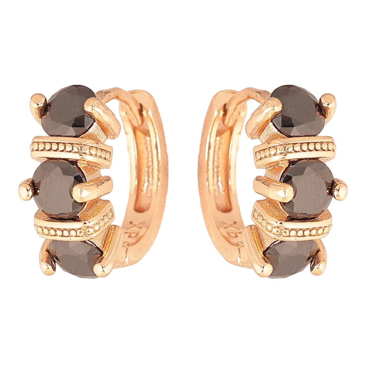 Сережки Xuping M&L колір 18K колечка "Візерунок з чорними кристалами" фото №8