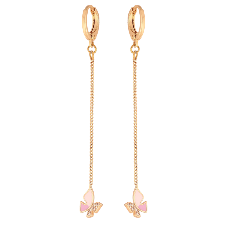Сережки Xuping M&L колір 18K підвіски на колечках "Метелики" фото №1