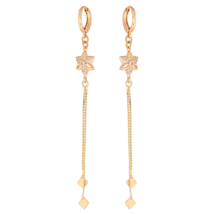 Серьги Xuping M&L цвет 18K подвески на колечках "Цветочки с кристаллами" фото №16 Серьги Xuping M&L цвет 18K подвески на колечках "Цветочки с кристаллами" фото №16