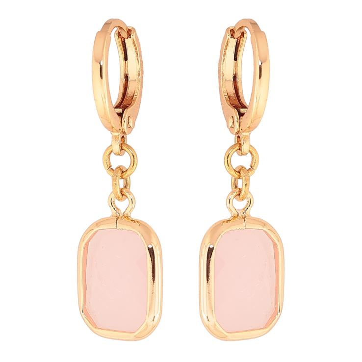 Сережки Xuping M&L колір 18K підвіски на колечках "Рожевий кристал" фото №9