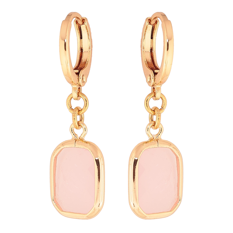 Серьги Xuping M&L цвет 18K подвески на колечках "Розовый кристалл" фото №3