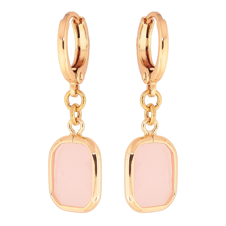 Сережки Xuping M&L колір 18K підвіски на колечках "Рожевий кристал" фото №1 Сережки Xuping M&L колір 18K підвіски на колечках "Рожевий кристал" фото №1