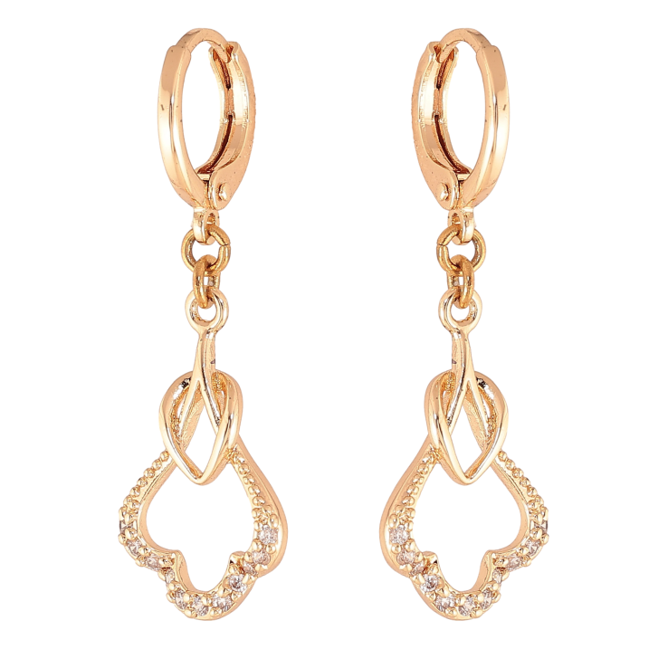 Сережки Xuping M&L колір 18K підвіски на колечках "Візерунок з кристалами" фото №10 Сережки Xuping M&L колір 18K підвіски на колечках "Візерунок з кристалами" фото №10