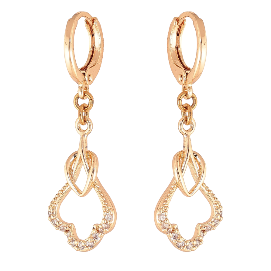 Сережки Xuping M&L колір 18K підвіски на колечках "Візерунок з кристалами" фото №1 Сережки Xuping M&L колір 18K підвіски на колечках "Візерунок з кристалами" фото №1