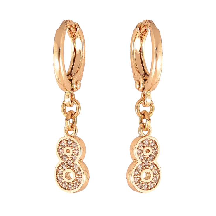 Серьги Xuping M&L цвет 18K подвески на колечках "Восьмерки с кристаллами" фото №8 Серьги Xuping M&L цвет 18K подвески на колечках "Восьмерки с кристаллами" фото №8