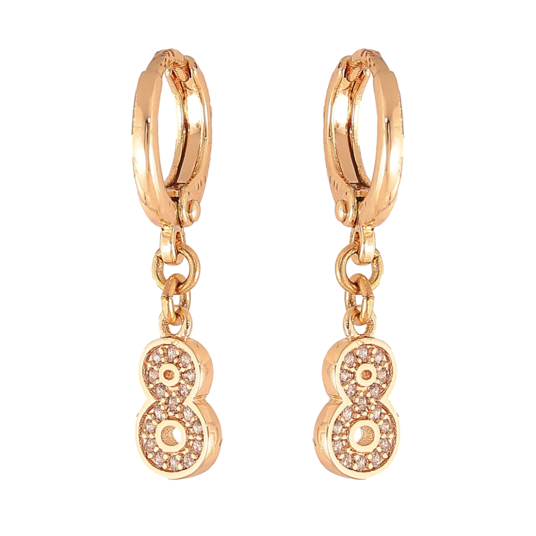 Сережки Xuping M&L колір 18K підвіски на колечках "Вісімки з кристалами" фото №3