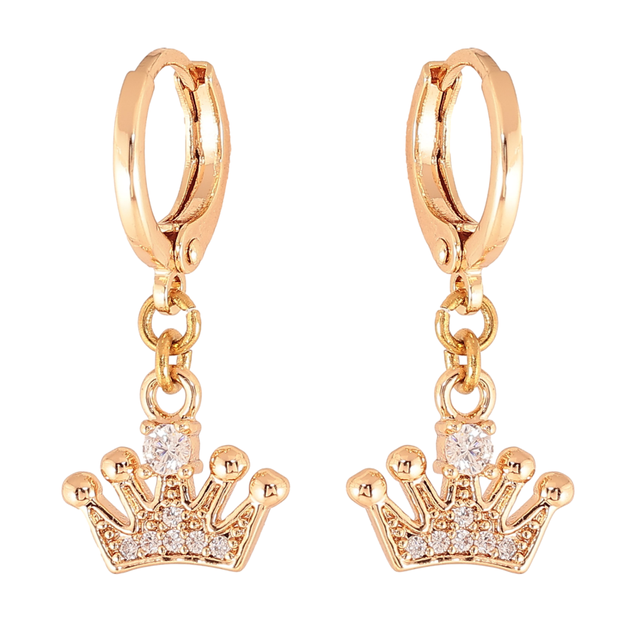 Серьги Xuping M&L цвет 18K подвески на колечках "Корона с кристаллами" фото №1