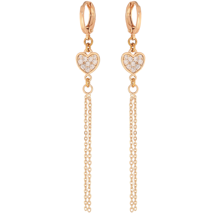 Сережки Xuping M&L колір 18K підвіски на колечках "Сердечки з кристалами" фото №14