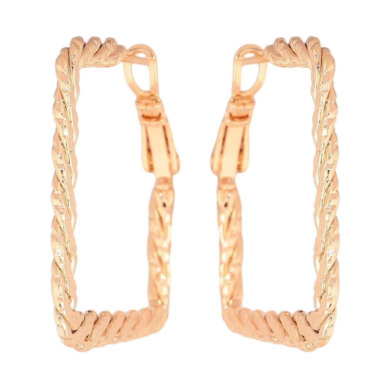 Сережки Xuping M&L колір 18K італійський замок "Квадратні з декоративним візерунком" 3х3см фото №1 Сережки Xuping M&L колір 18K італійський замок "Квадратні з декоративним візерунком" 3х3см фото №1