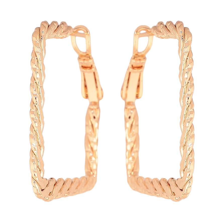 Сережки Xuping M&L колір 18K італійський замок "Квадратні з декоративним візерунком" 3х3см фото №1 Сережки Xuping M&L колір 18K італійський замок "Квадратні з декоративним візерунком" 3х3см фото №1