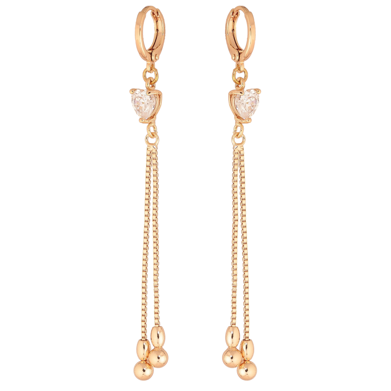 Сережки Xuping M&L колір 18K підвіски на колечках "Кристальні серця з підвісками" фото №1