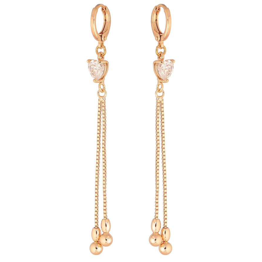 Серьги Xuping M&L цвет 18K подвески на колечках "Кристальные сердечки с подвесками" фото №1