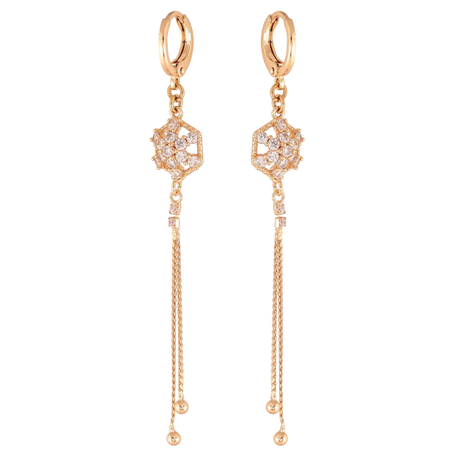 Сережки Xuping M&L колір 18K підвіски на колечках "Візерунок з кристалами" фото №1 Сережки Xuping M&L колір 18K підвіски на колечках "Візерунок з кристалами" фото №1