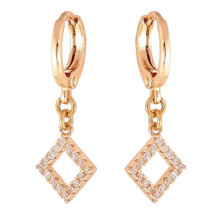 Серьги Xuping M&L цвет 18K подвески на колечках "Ромбы с кристаллами" фото №14 Серьги Xuping M&L цвет 18K подвески на колечках "Ромбы с кристаллами" фото №14