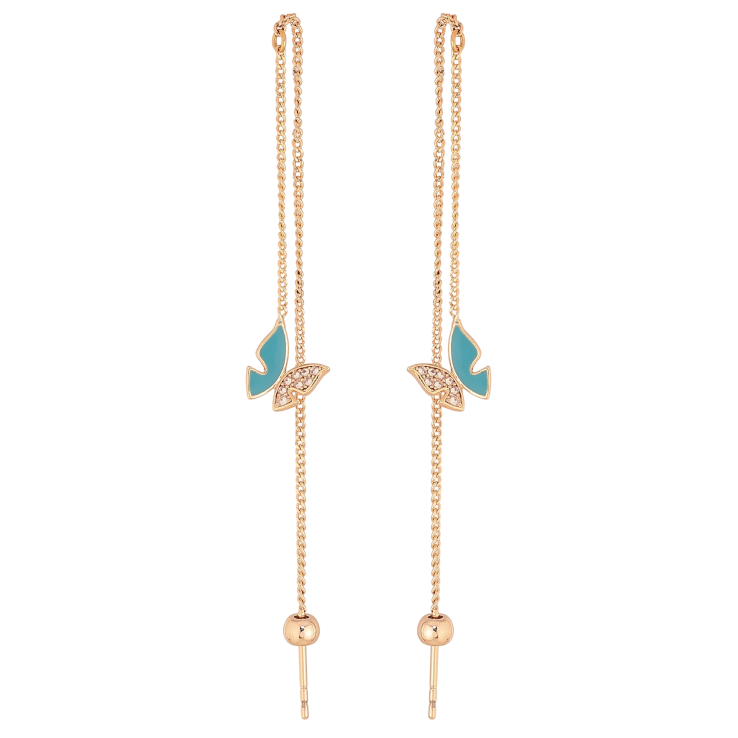 Сережки Xuping M&L колір 18K протяжки "Блакитні метелики" фото №15 Сережки Xuping M&L колір 18K протяжки "Блакитні метелики" фото №15