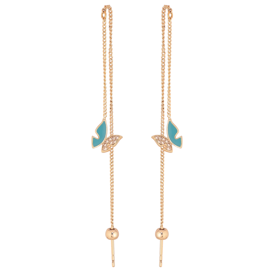 Серьги Xuping M&L цвет 18K протяжки "Голубые бабочки" фото №1