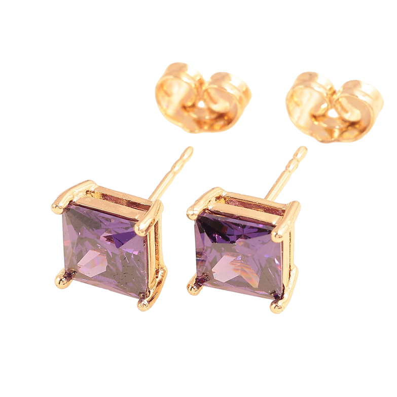 Серьги Xuping M&L цвет 18K пусеты "Сиреневые кристаллы" 7х7мм фото №1 Серьги Xuping M&L цвет 18K пусеты "Сиреневые кристаллы" 7х7мм фото №1