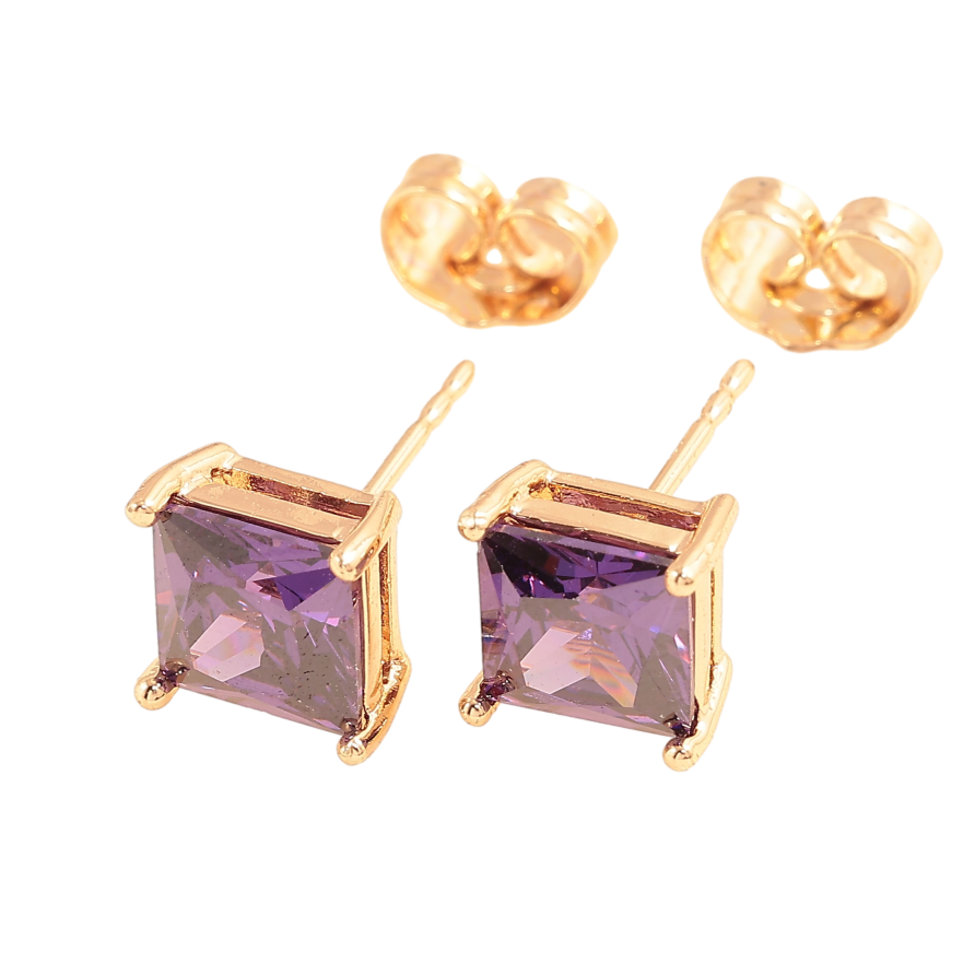 Серьги Xuping M&L цвет 18K пусеты "Сиреневые кристаллы" 7х7мм фото №1 Серьги Xuping M&L цвет 18K пусеты "Сиреневые кристаллы" 7х7мм фото №1