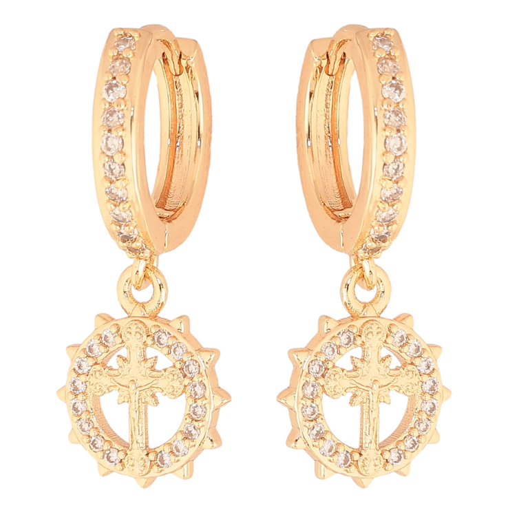 Серьги Xuping M&L цвет 18K подвески на колечках "Крестики с Распятием" фото №13