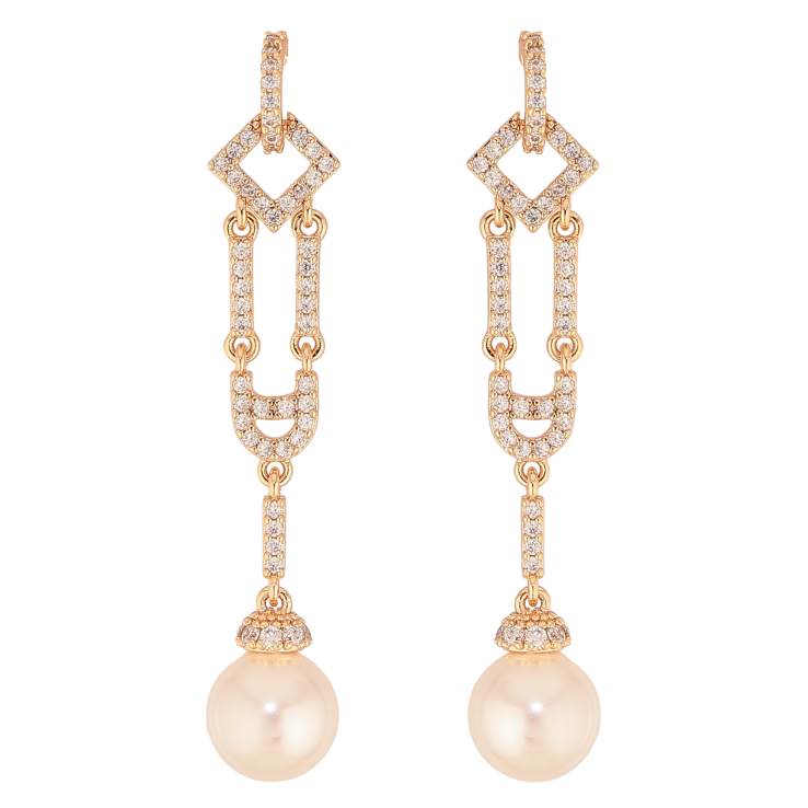 Серьги Xuping M&L цвет 18K пусеты "Декоративные подвески с жемчугом и кристаллами" фото №8