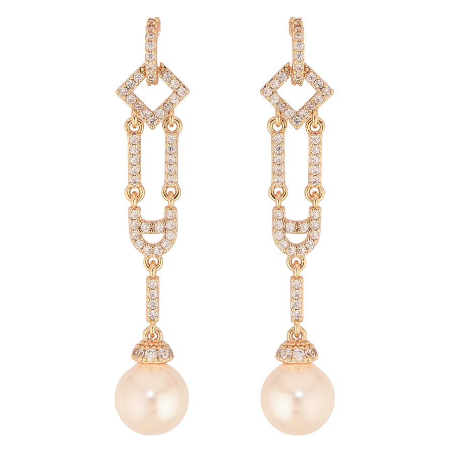 Сережки Xuping M&L колір 18K пусети "Декоративні підвіски з перлами та кристалами" фото №1 Сережки Xuping M&L колір 18K пусети "Декоративні підвіски з перлами та кристалами" фото №1