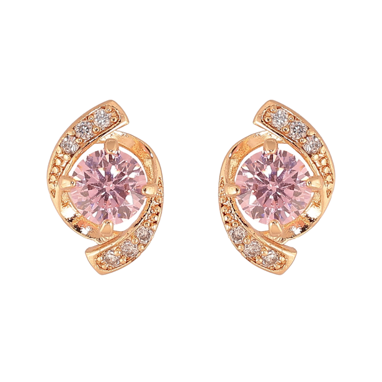 Серьги Xuping M&L цвет 18K пусеты "Декоративный узор с розовыми кристаллами" фото №1 Серьги Xuping M&L цвет 18K пусеты "Декоративный узор с розовыми кристаллами" фото №1