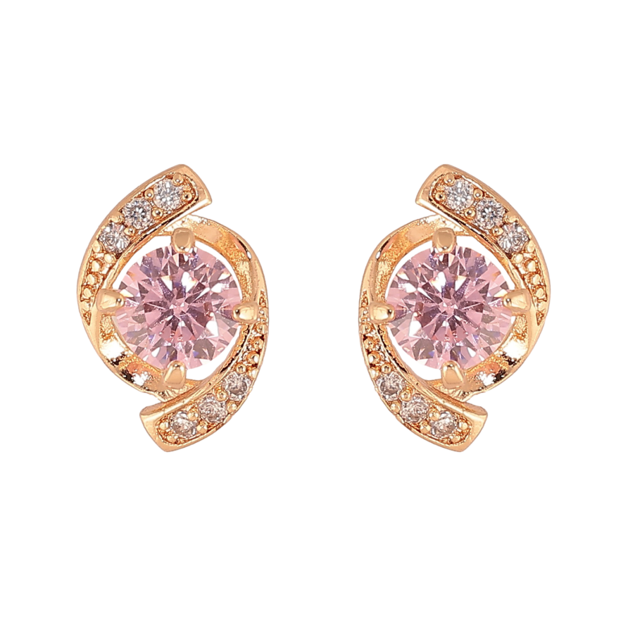 Серьги Xuping M&L цвет 18K пусеты "Декоративный узор с розовыми кристаллами" фото №1 Серьги Xuping M&L цвет 18K пусеты "Декоративный узор с розовыми кристаллами" фото №1