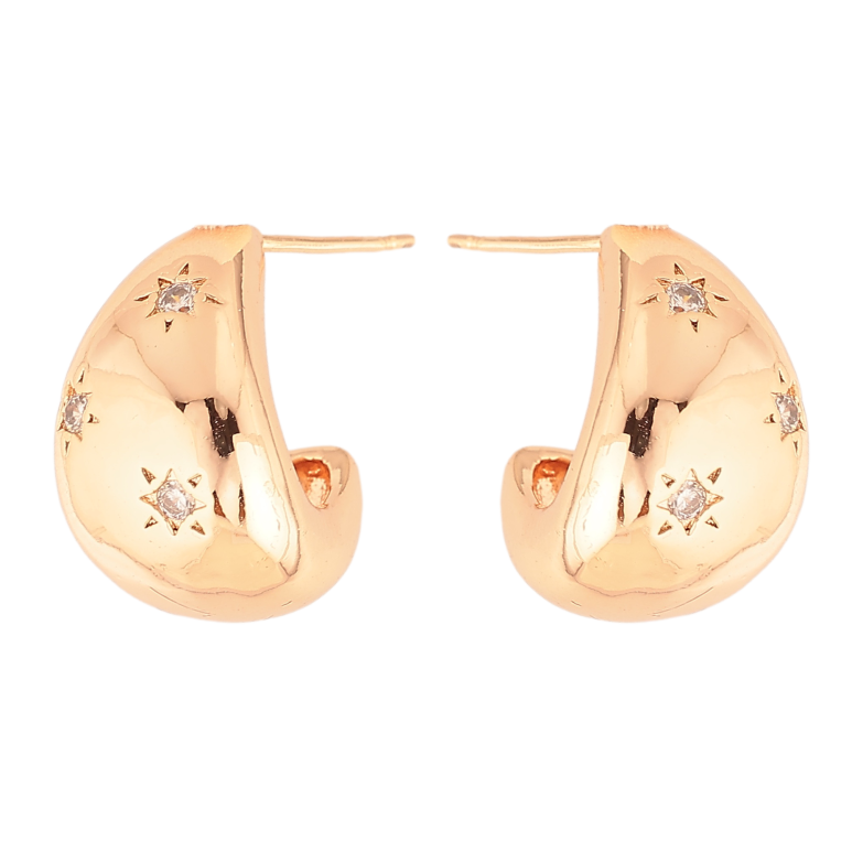 Серьги Xuping M&L цвет 18K пусеты "Дуги с вставками кристаллов" фото №2