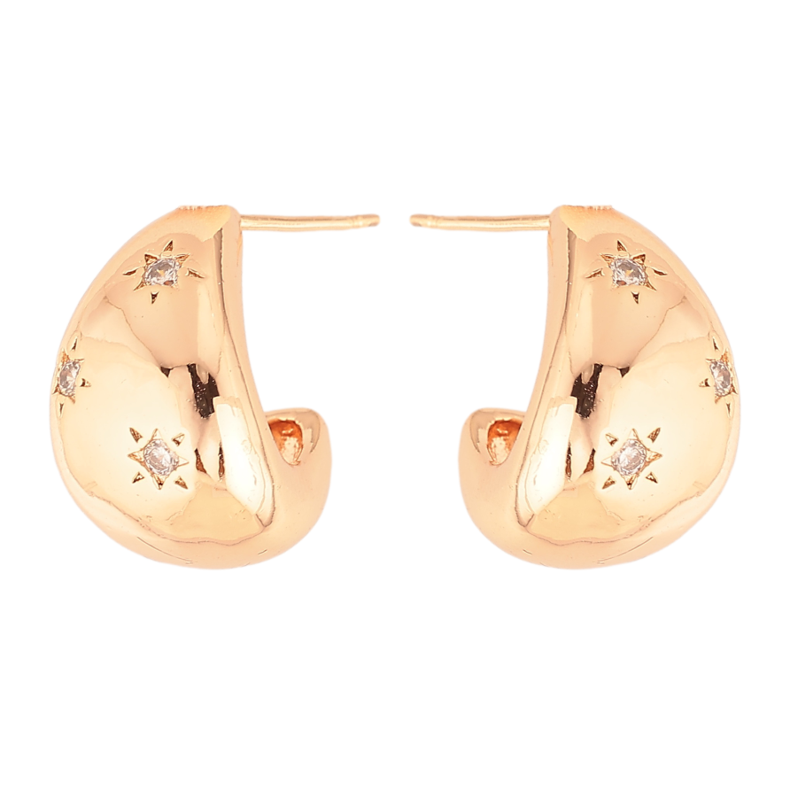 Сережки Xuping M&L колір 18K пусети "Дуги із вставками кристалів" фото №1