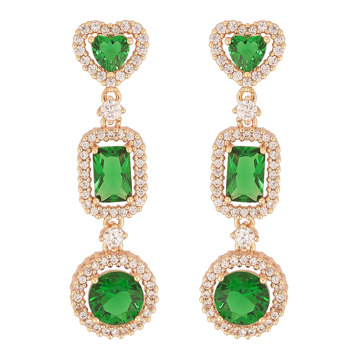 Серьги Xuping M&L цвет 18K пусеты "Зеленые кристальные подвески" фото №2 Серьги Xuping M&L цвет 18K пусеты "Зеленые кристальные подвески" фото №2