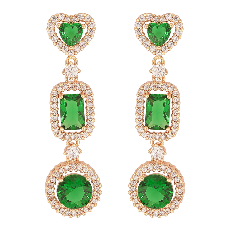 Серьги Xuping M&L цвет 18K пусеты "Зеленые кристальные подвески" фото №1