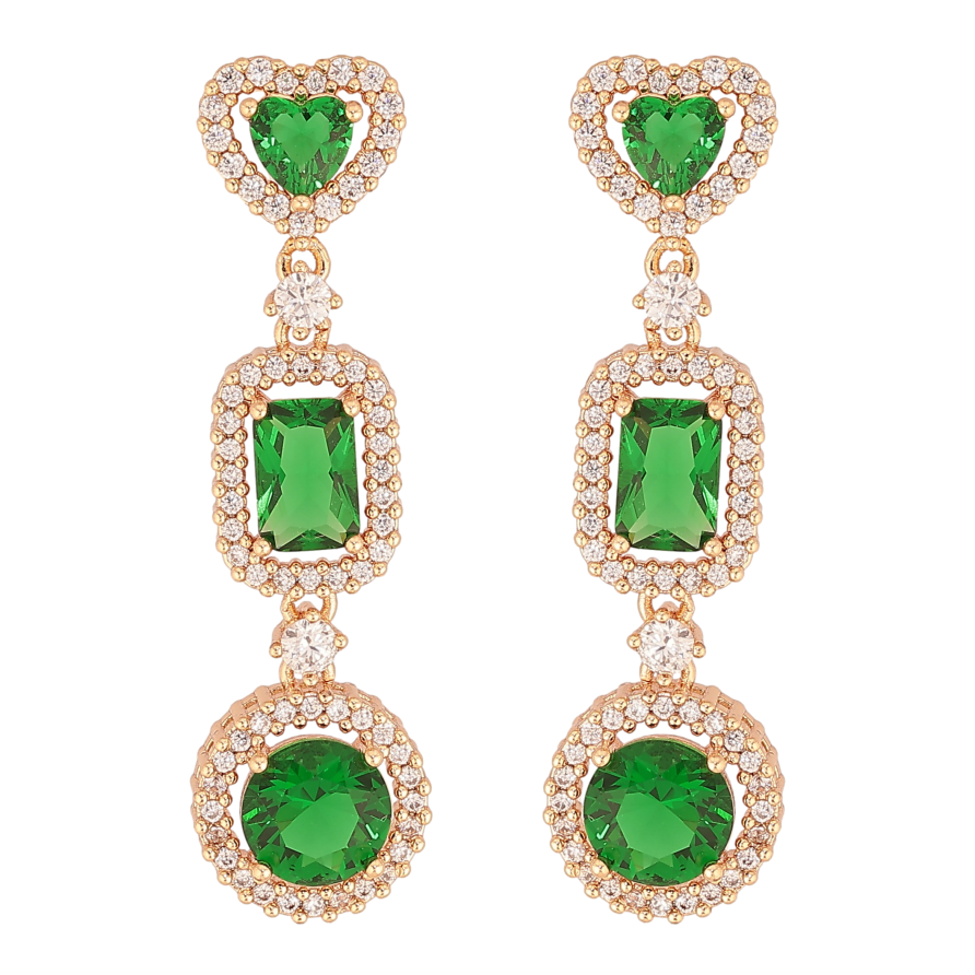 Сережки Xuping M&L колір 18K пусети "Зелені кришталеві підвіски" фото №1 Сережки Xuping M&L колір 18K пусети "Зелені кришталеві підвіски" фото №1