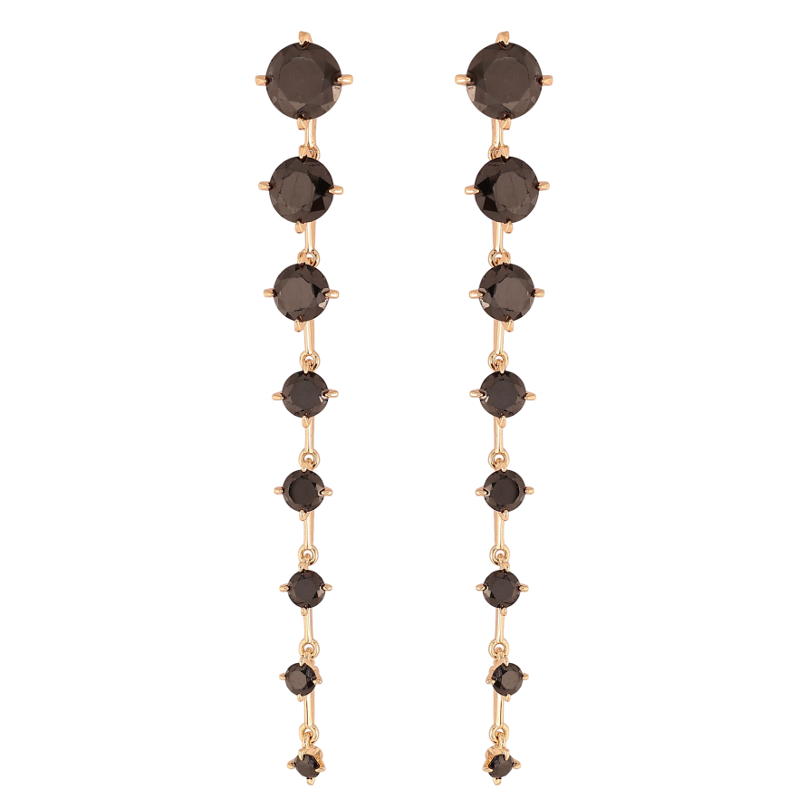 Сережки Xuping M&L колір 18K пусети "Доріжки чорних кристалів" фото №1 Сережки Xuping M&L колір 18K пусети "Доріжки чорних кристалів" фото №1