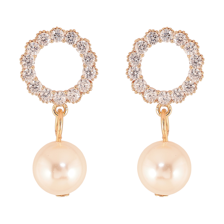 Сережки Xuping M&L колір 18K пусети "Кристальні кільця з перлинними підвісками" фото №10 Сережки Xuping M&L колір 18K пусети "Кристальні кільця з перлинними підвісками" фото №10