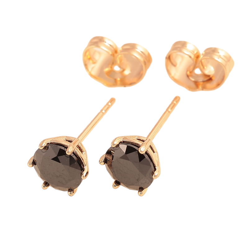 Сережки Xuping M&L колір 18K пусети "Чорні кристали в 6-ти крапановій оправі" ø 6мм фото №1